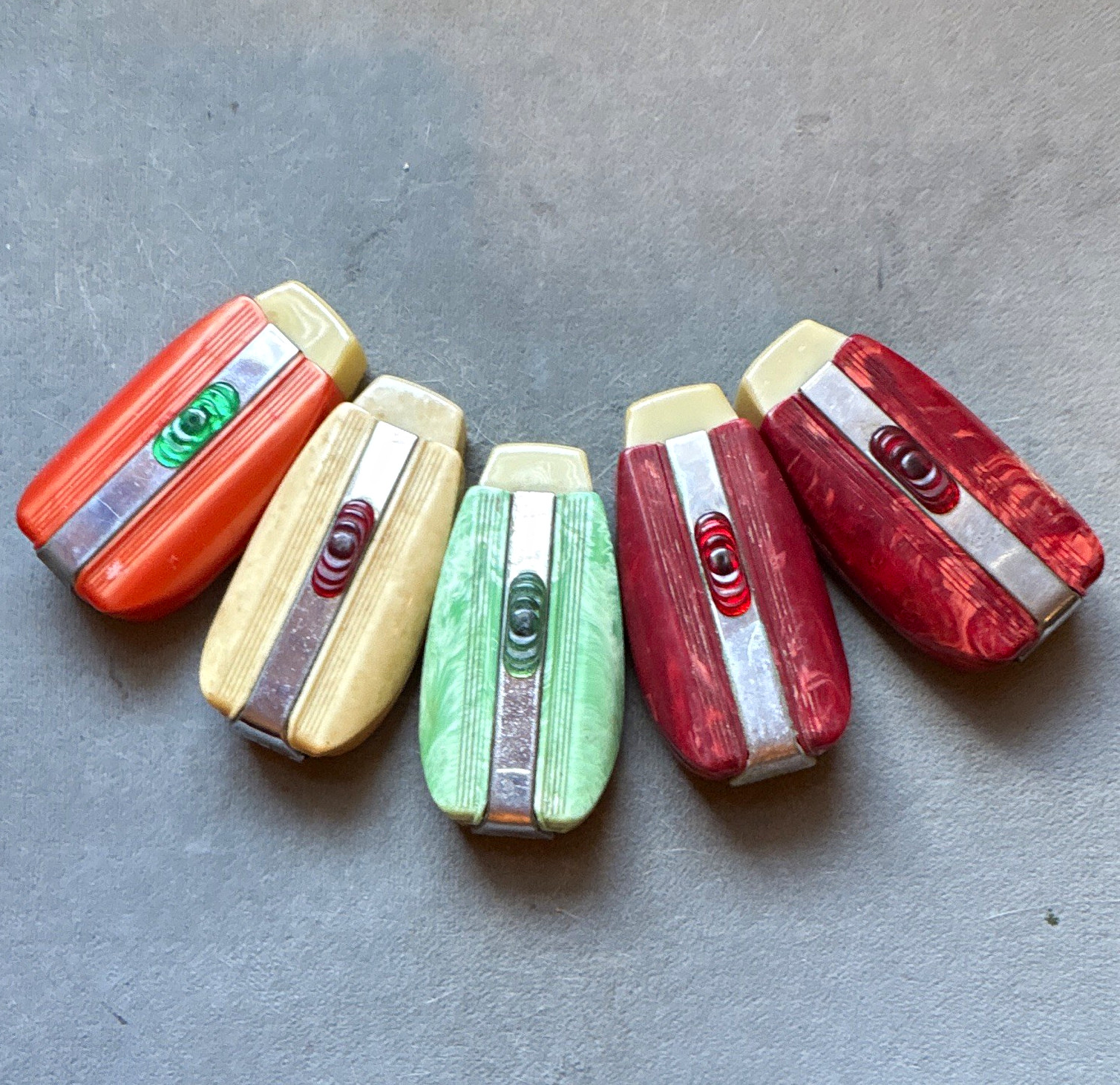 Vintage 1930s Art Deco Catalin Plastic Vest Pocket Purse Flashlight Lot of 5\