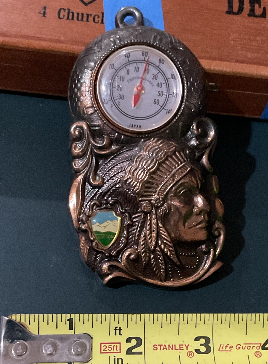 Sisters, Oregon City Souvenir Thermometer w/ Native American Head Design
