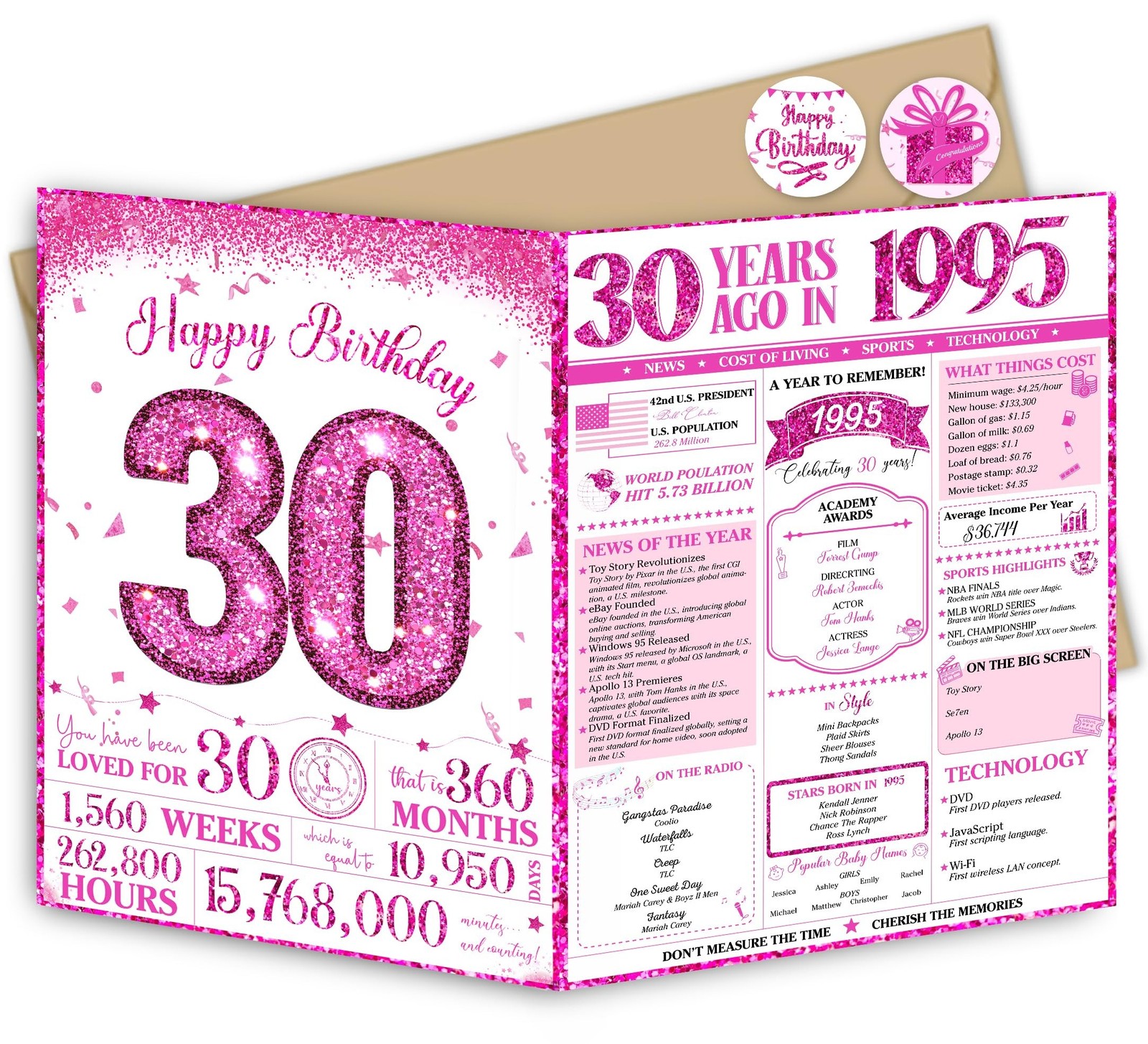 Jumbo 30th Birthday Card for Women, Funny 30th Birthday Party Decorations for...