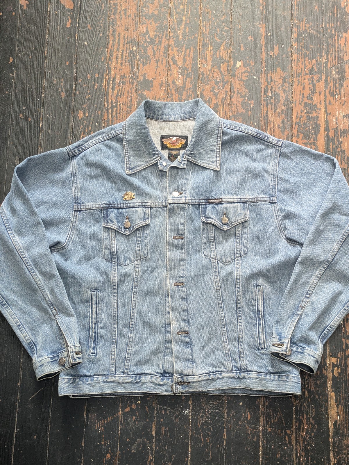 Harley-Davidson Men's Blue Denim Jacket Size L Vintage Made in Canada