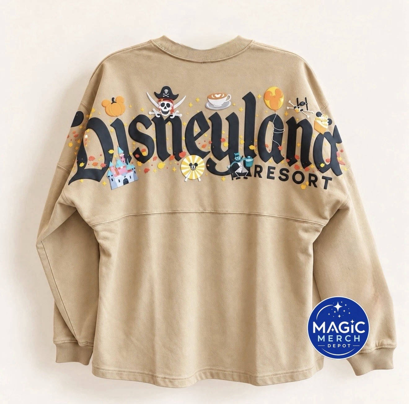 2026 Disneyland Resort Attractions Beige Spirit Jersey Pullover Hoodie All Sizes