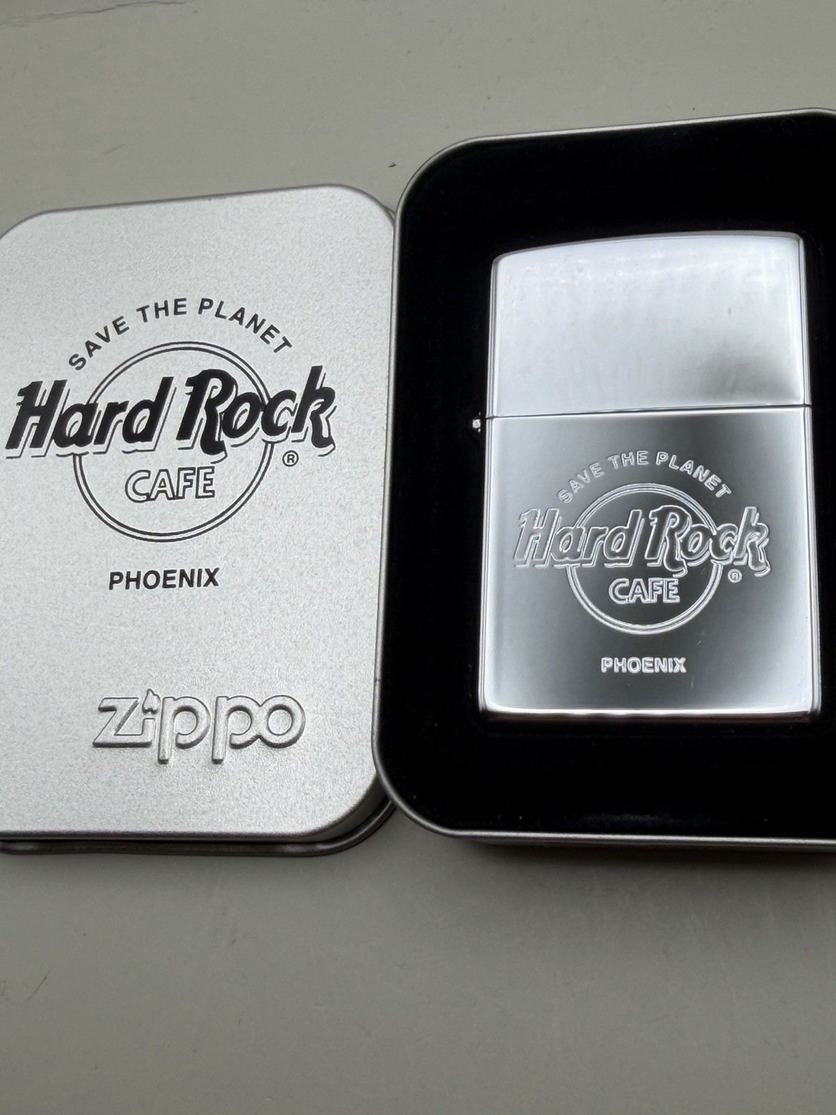 Hard Rock Cafe Phoenix Save The Planet 1999 HP Chrome Zippo Lighter New B82