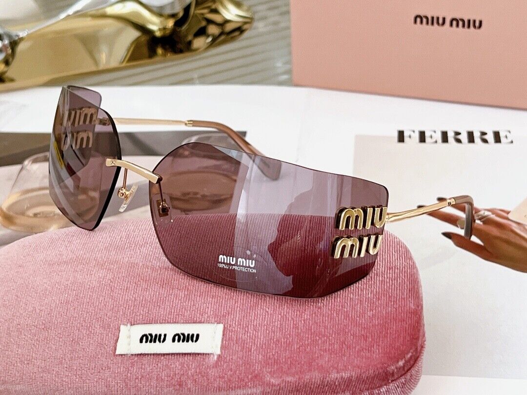 New Women\'s Sunglasses Miu Miu MU 54YS Gold Purple Wrap Super Cool Sunglasses