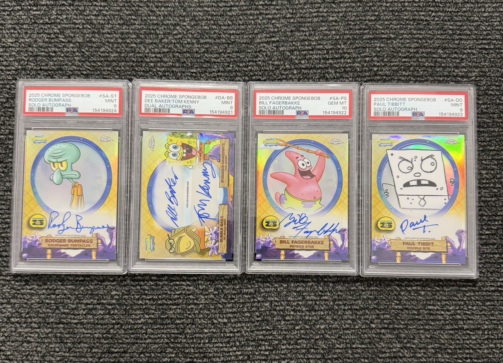 2025 Topps Chrome SpongeBob 25th Anniversary PSA Graded Autograph Lot