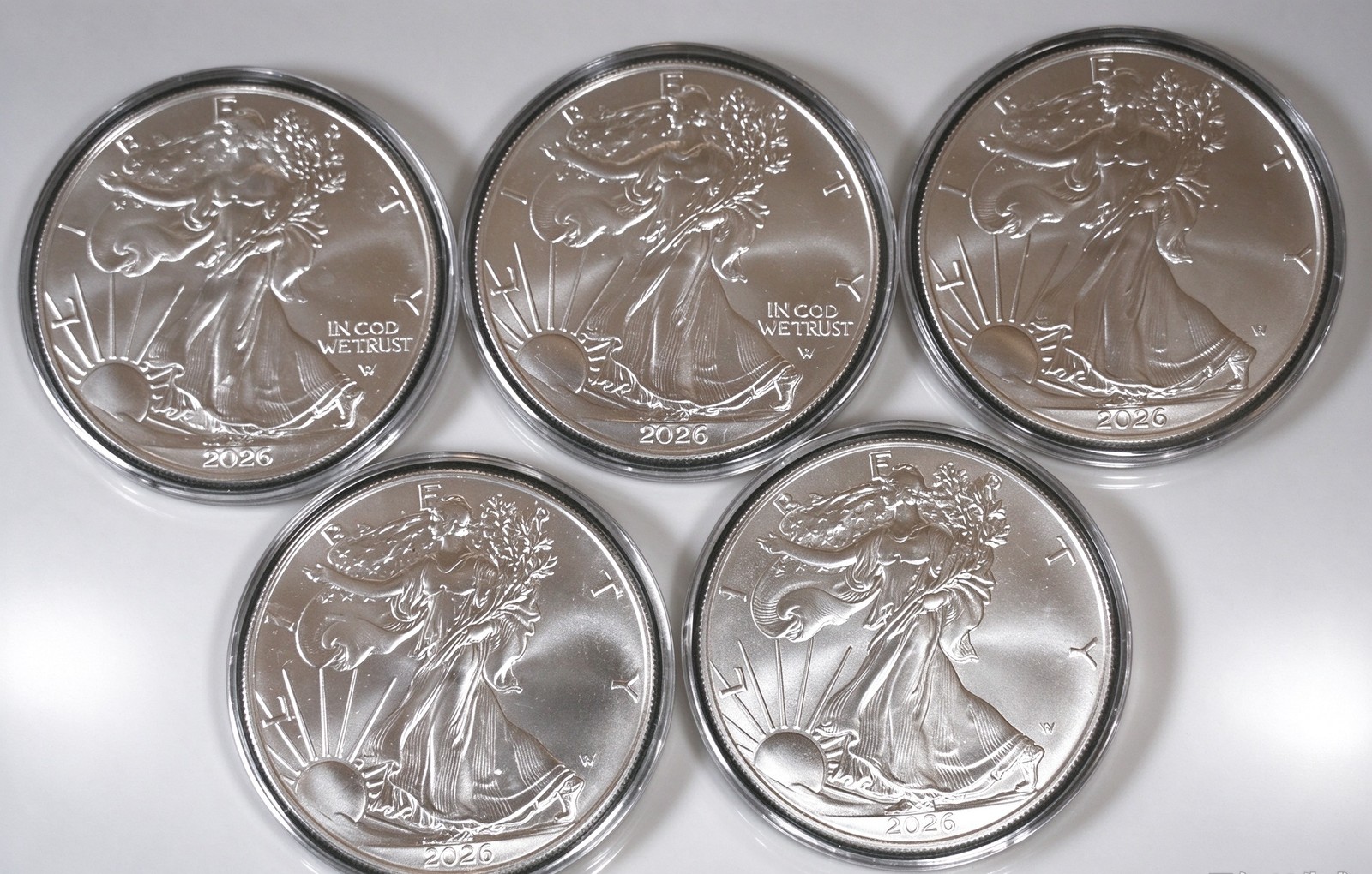 Lot of 5 - 💲$ 2026 American Sliver Eagle 0.999 Fine🦅/ Ships Now