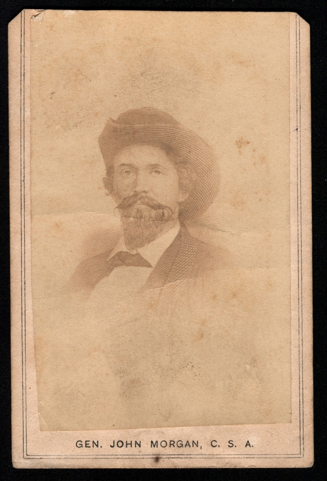Civil War CDV Confederate General John Hunt Morgan CSA Engraved Portrait 1860s
