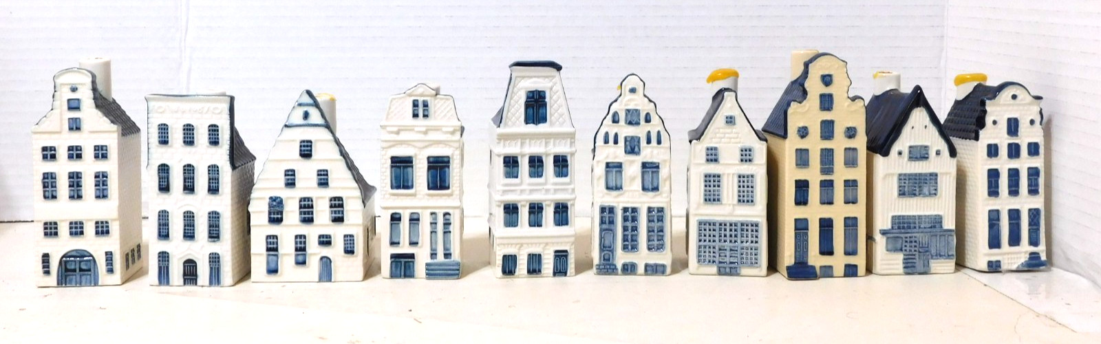 Lot of 10 KLM BOLS Delft Blue Houses Empty w/ Rare Customs Variant #71