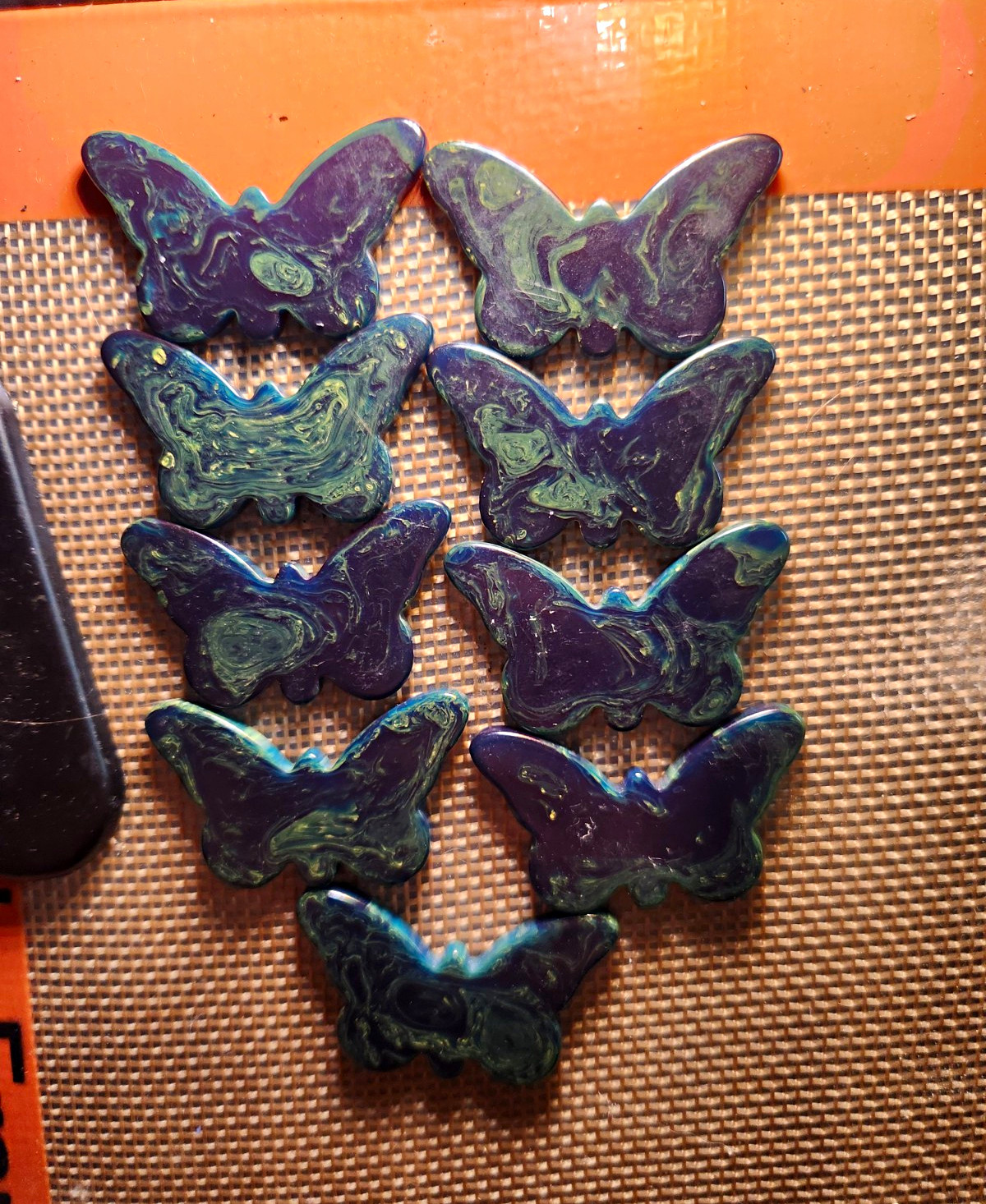 Set of 10 Vintage Blue Moon Bakelite Butterfly Blanks. 1.75