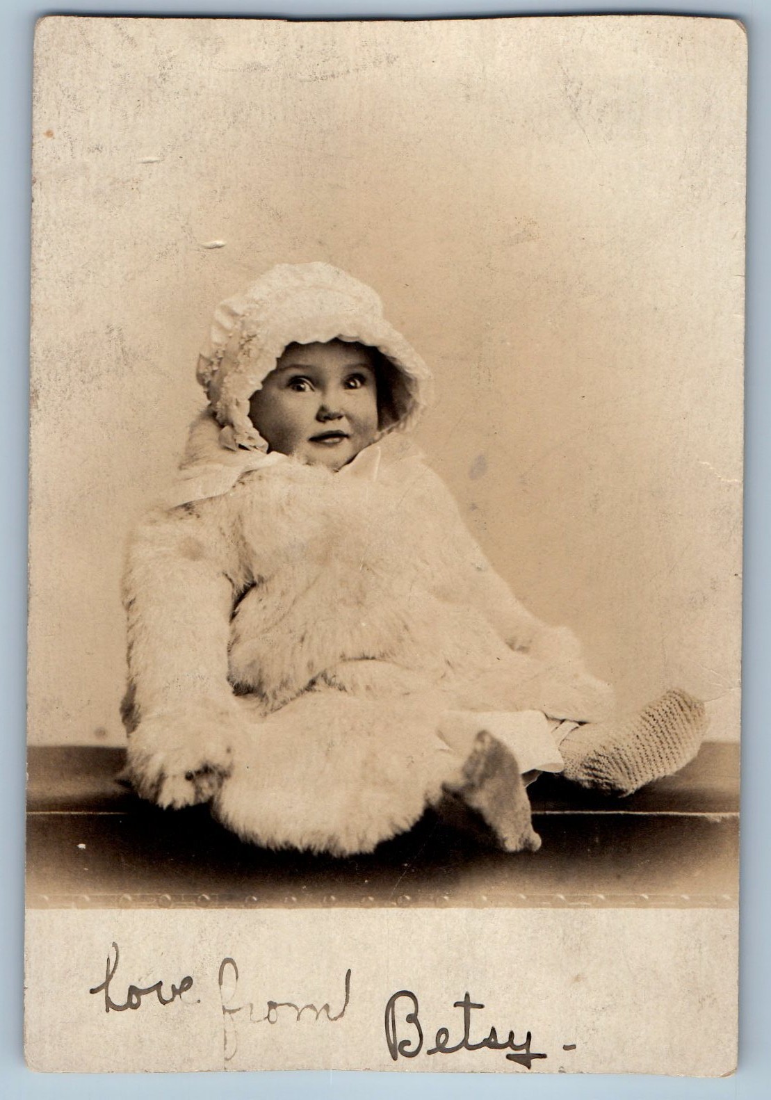 c1910\'s Cute Baby Girl Winter Suit With Hat RPPC Photo Antique Postcard