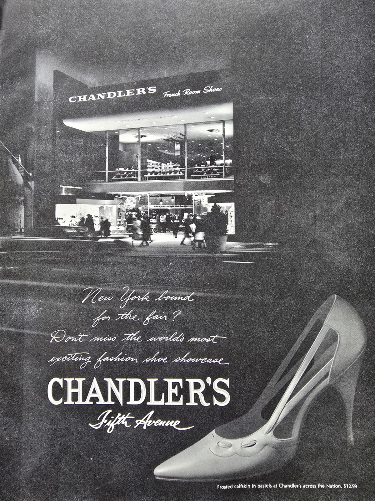 1964 Women's Chandler's French Room Shoes Storefront Vintage Fashion Ad