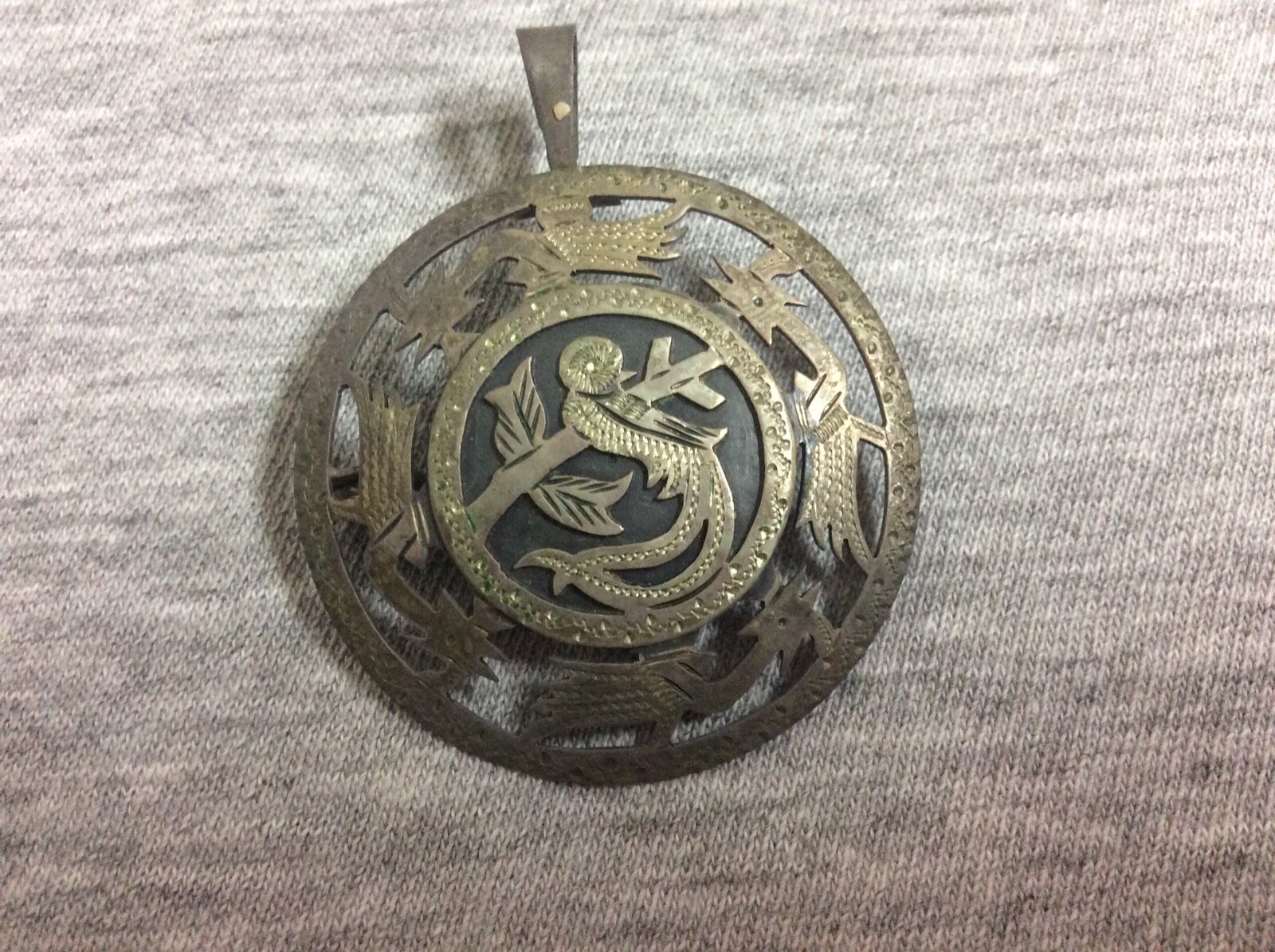 Vintage Sterling Quetzal Bird Brooch/Pendant Guatemala