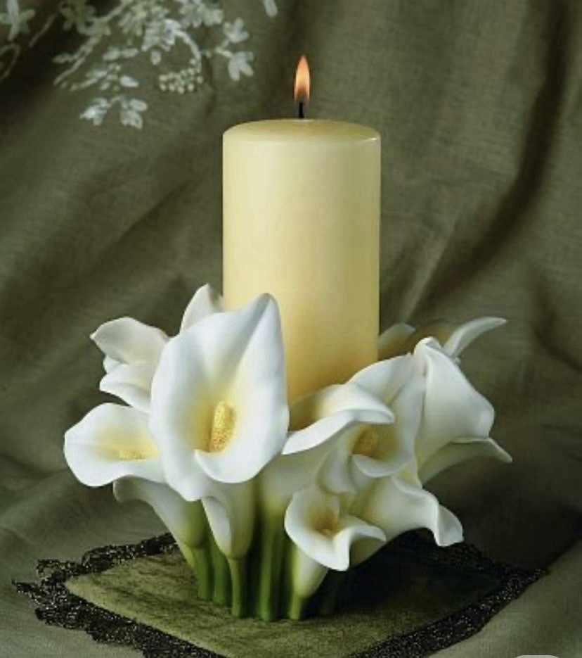 Matching pair of Ibis And Orchid 23001 Calla Lily Pillar Candle Holder