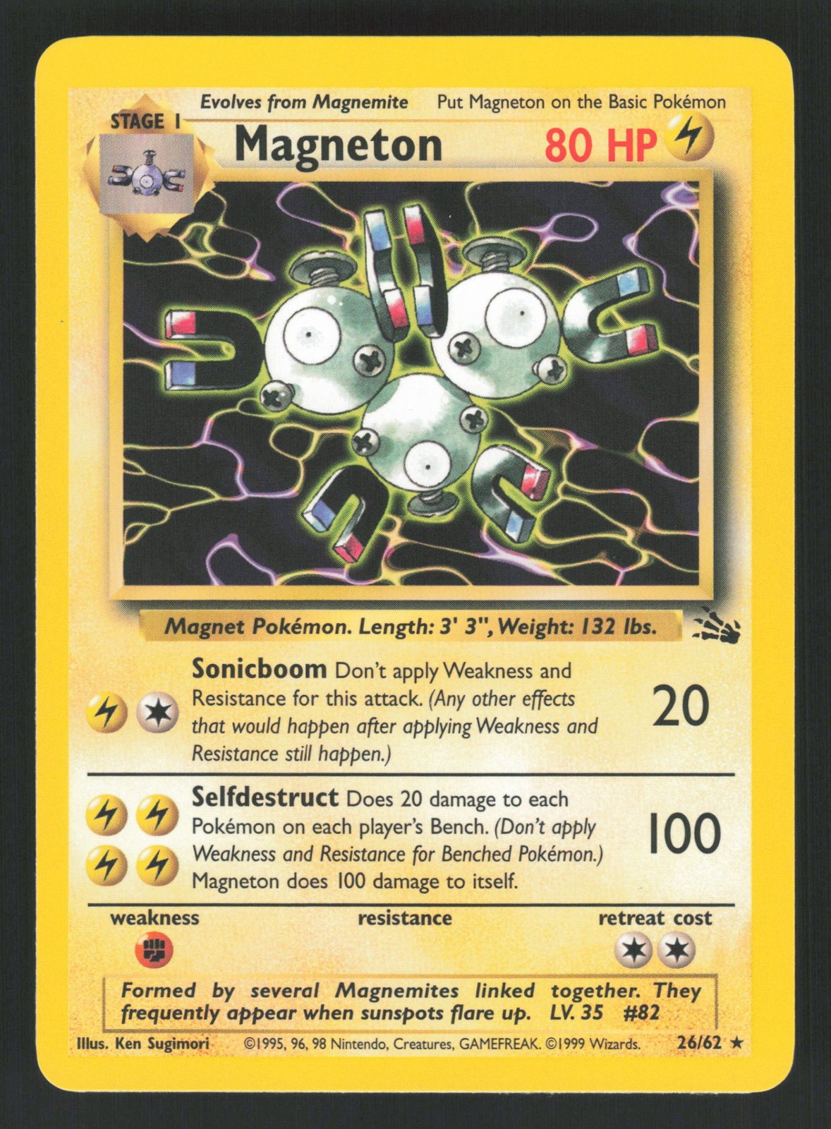 English NM Magneton (26) 26/62 FO Unlimited Pokemon Fossil English NM Magneton (26) 26/62 FO Unlimited Pokemon Fossil