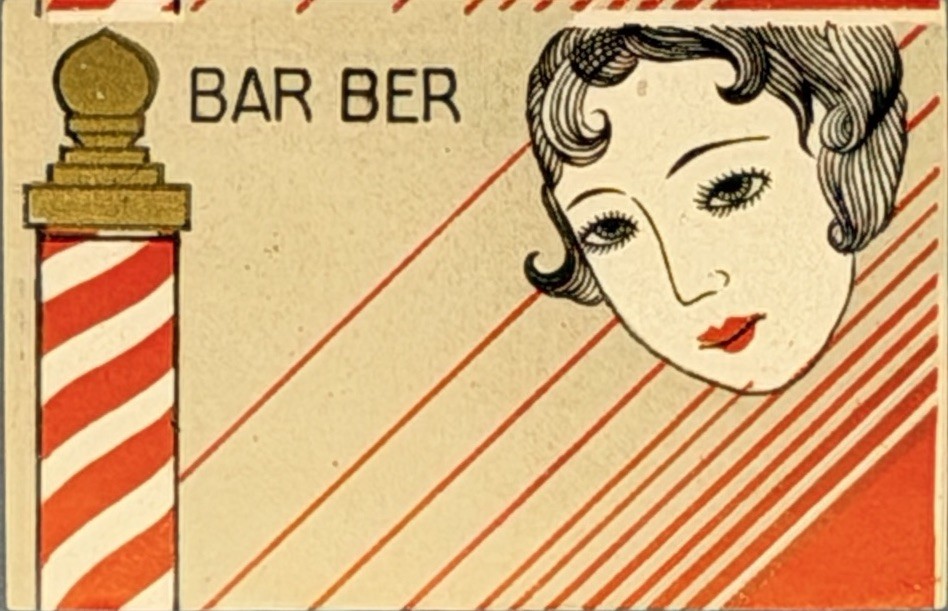 Vintage Japanese Matchbox Label Barber Shop Hair Salon Flapper Art Deco Ephemera