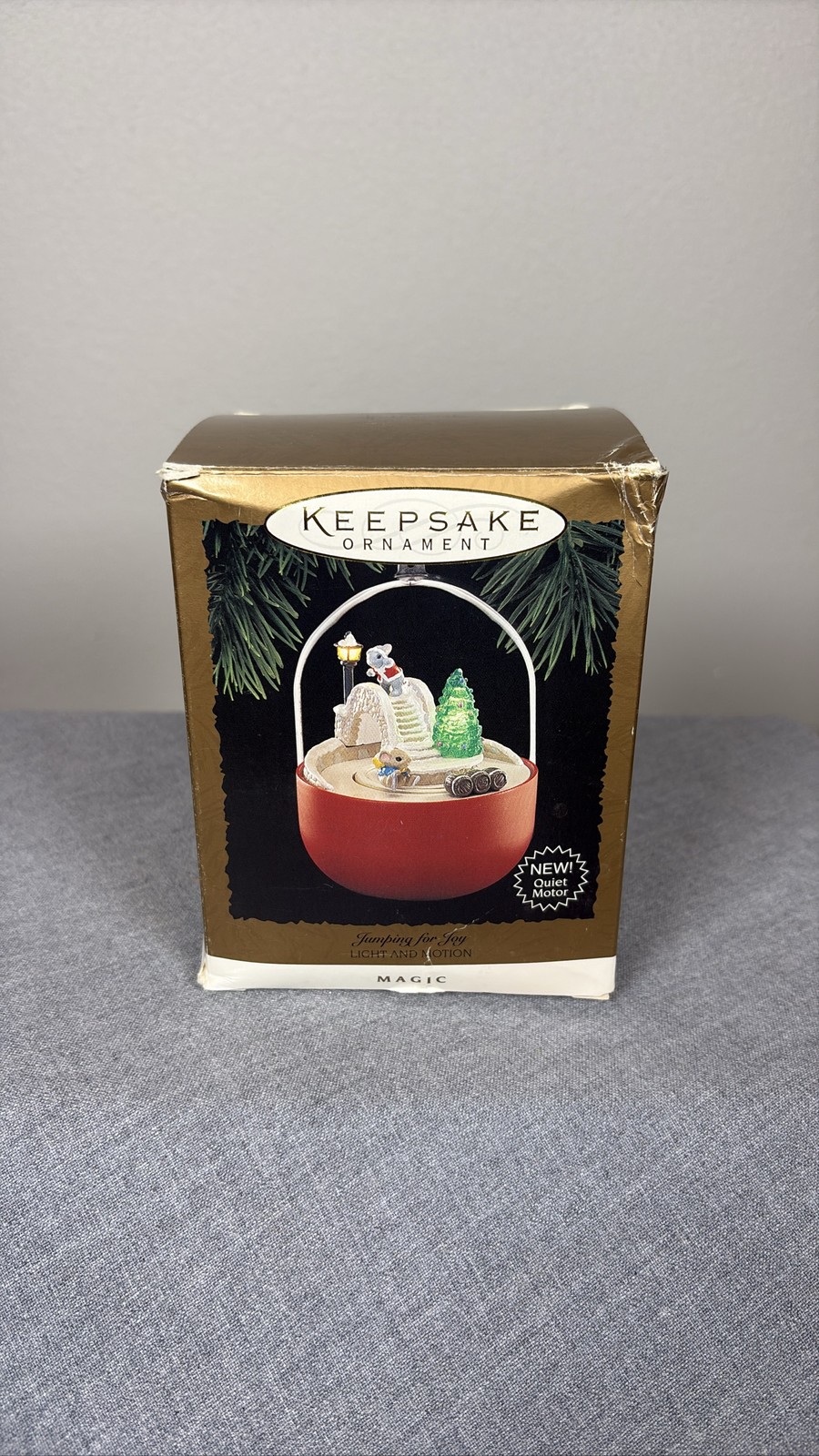 Hallmark 1995 Keepsake Ornament Jumping For Joy Magic Light Motion Mice