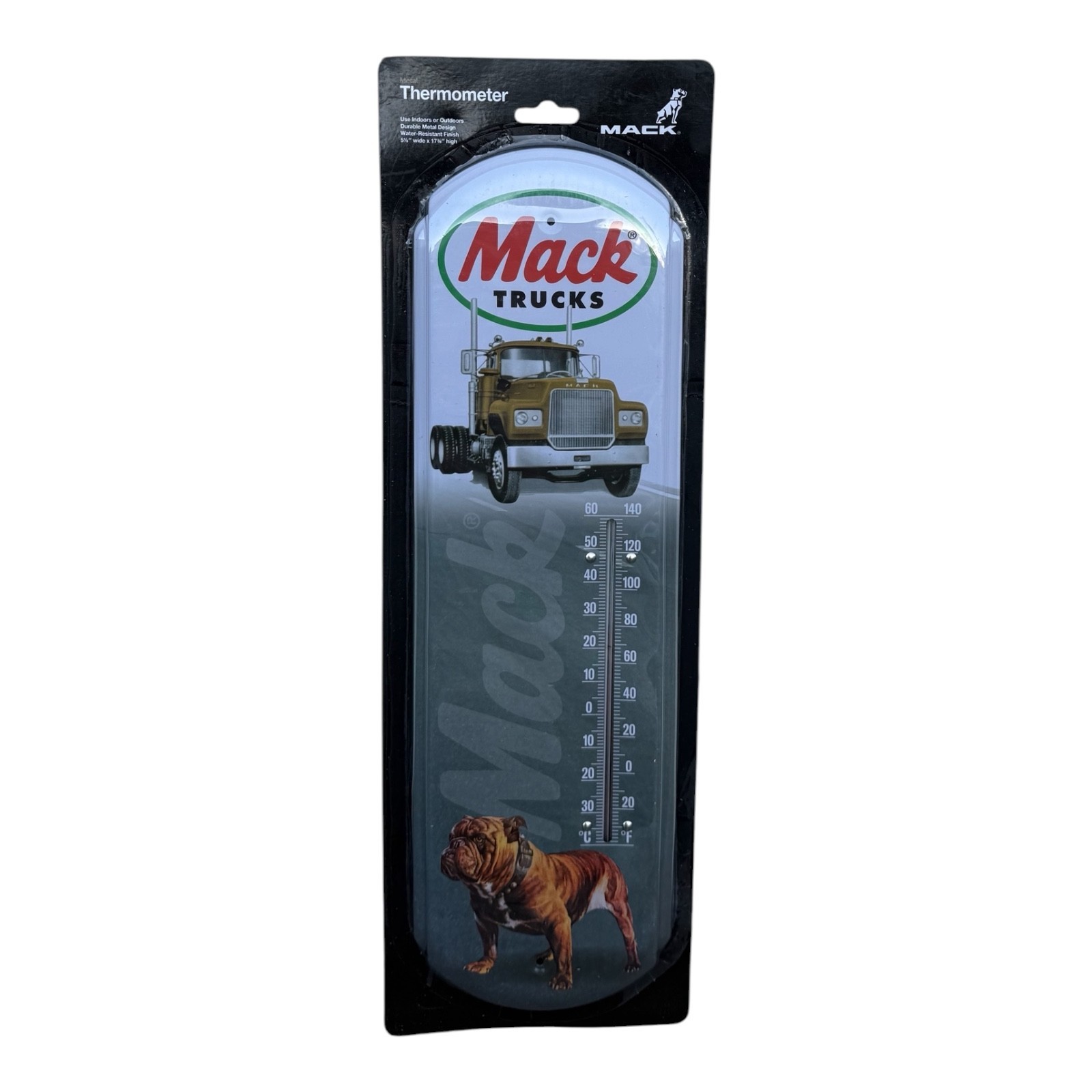 Mack Bulldog Trucks Metal Wall Thermometer - New In Package - Indoor/Outdoor