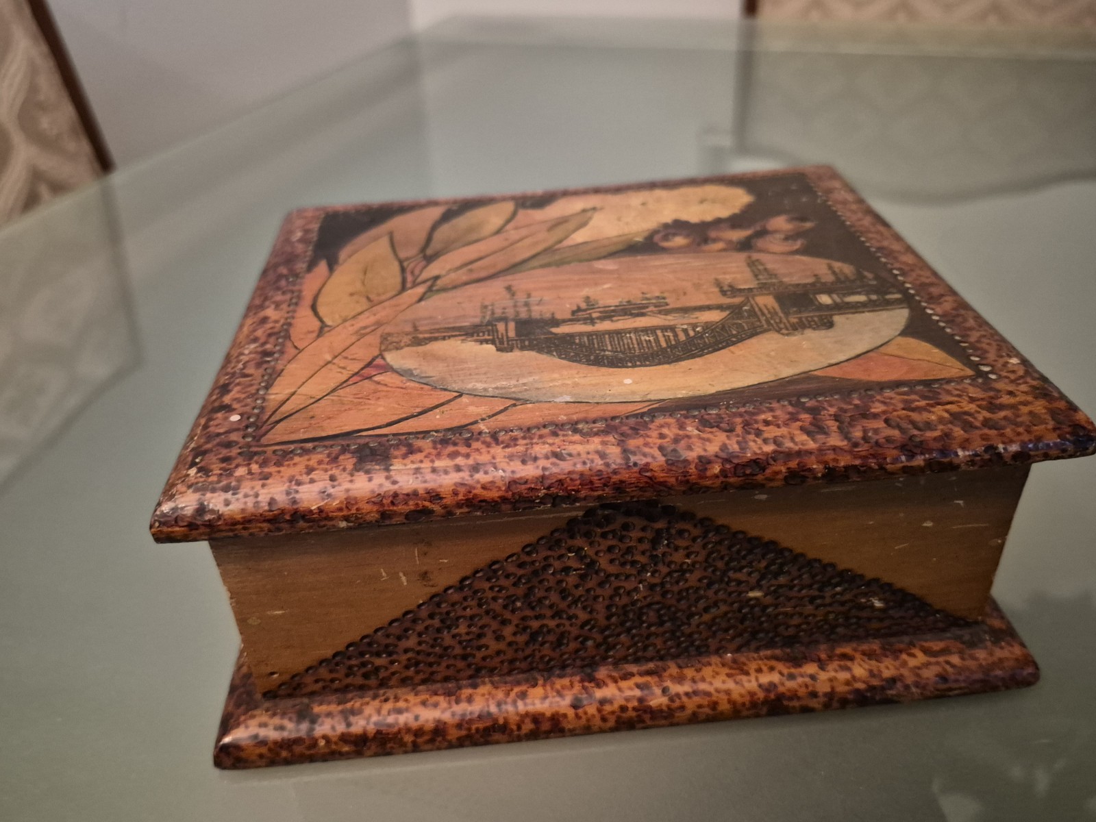 vintage 1930s Australian pokerwork box 