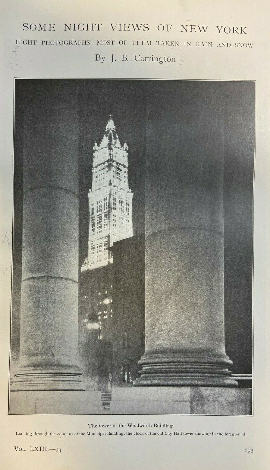 1918 New York At Night Woolworth Building Madison Square City Hall Library