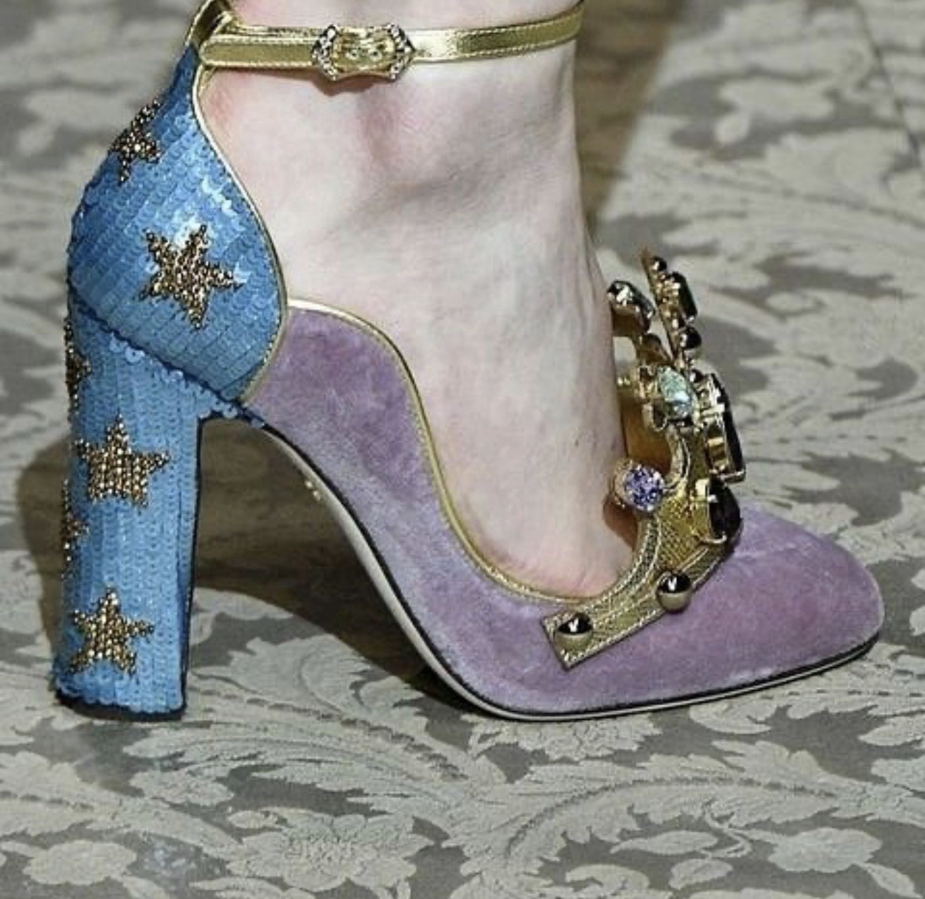Dolce & Gabbana Women’s Suede Pointed Toe Ankle Strap Pumps Star 8.5B