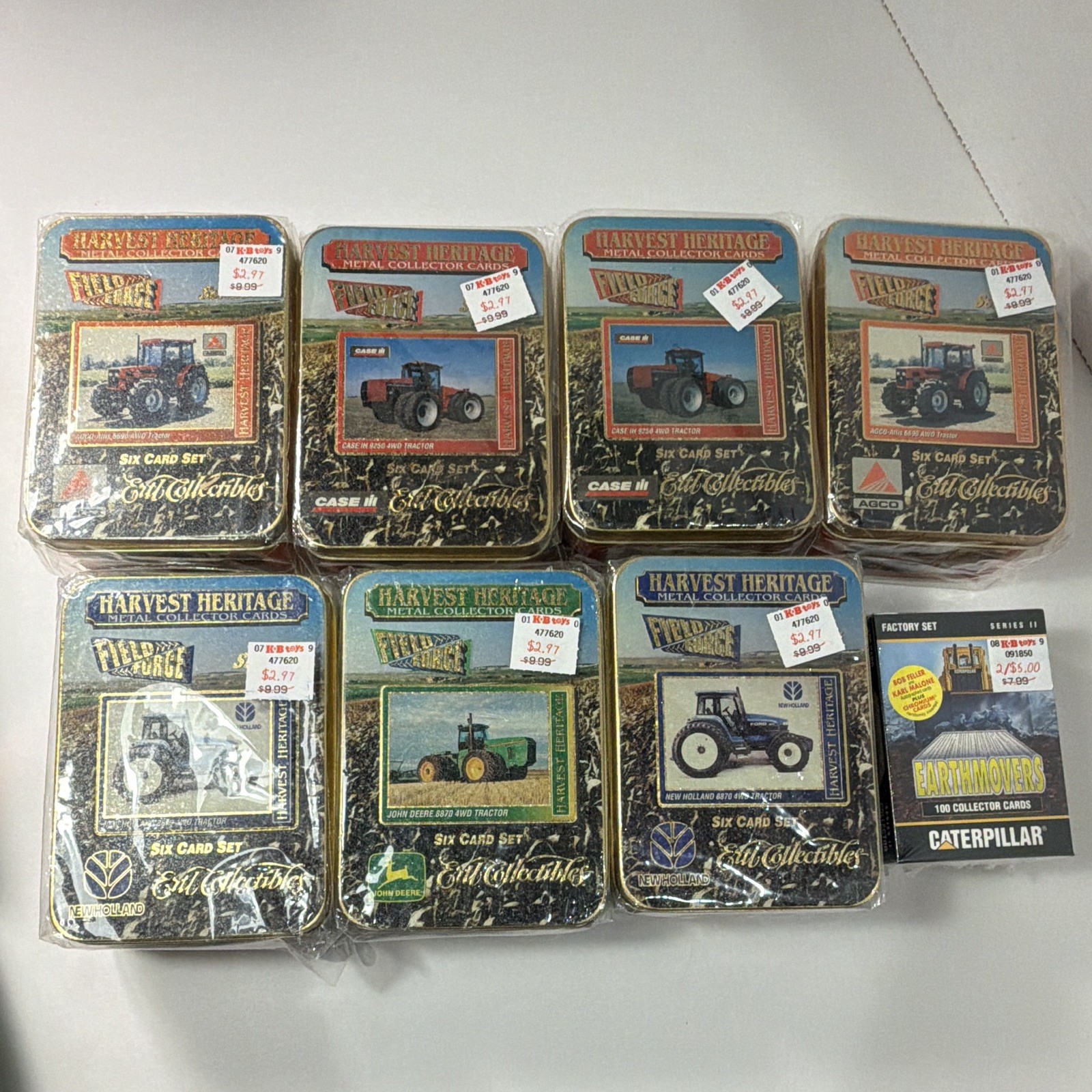 1996 ERTL Harvest Heritage Metal Collector Cards Lot of 7 Sealed Tractor Tins