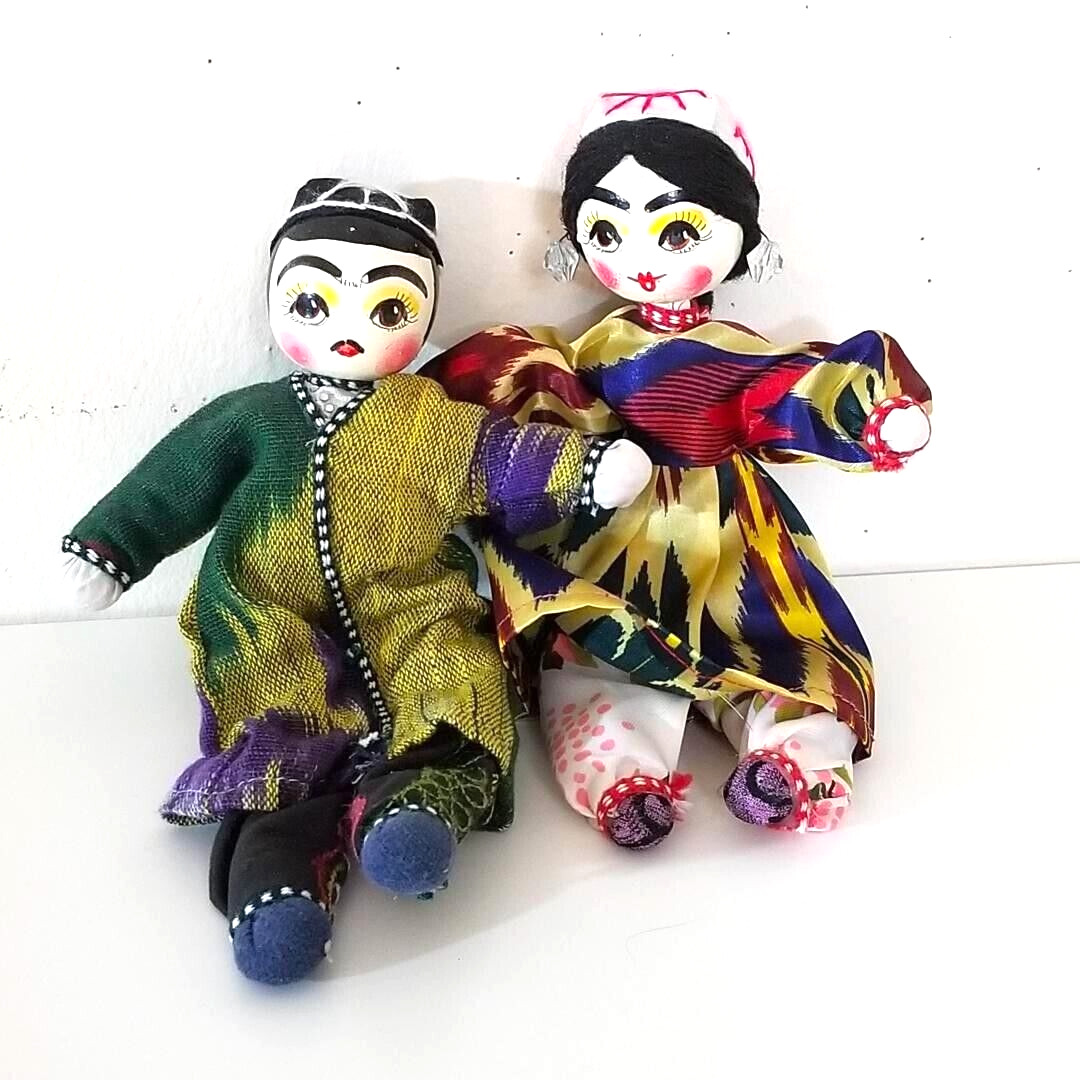 TWO HAND MADE TRADITIONAL  UZBEK CLOTH DOLLS FROM SAMARKAND