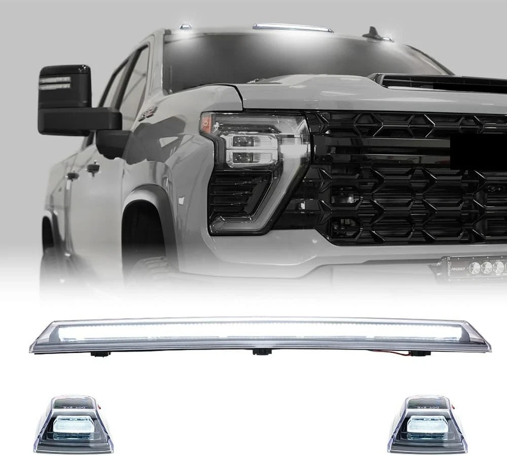 White LED Cab Roof Light for 2020‑2024 Silverado Sierra 2500HD 3500HD Chevy Silv