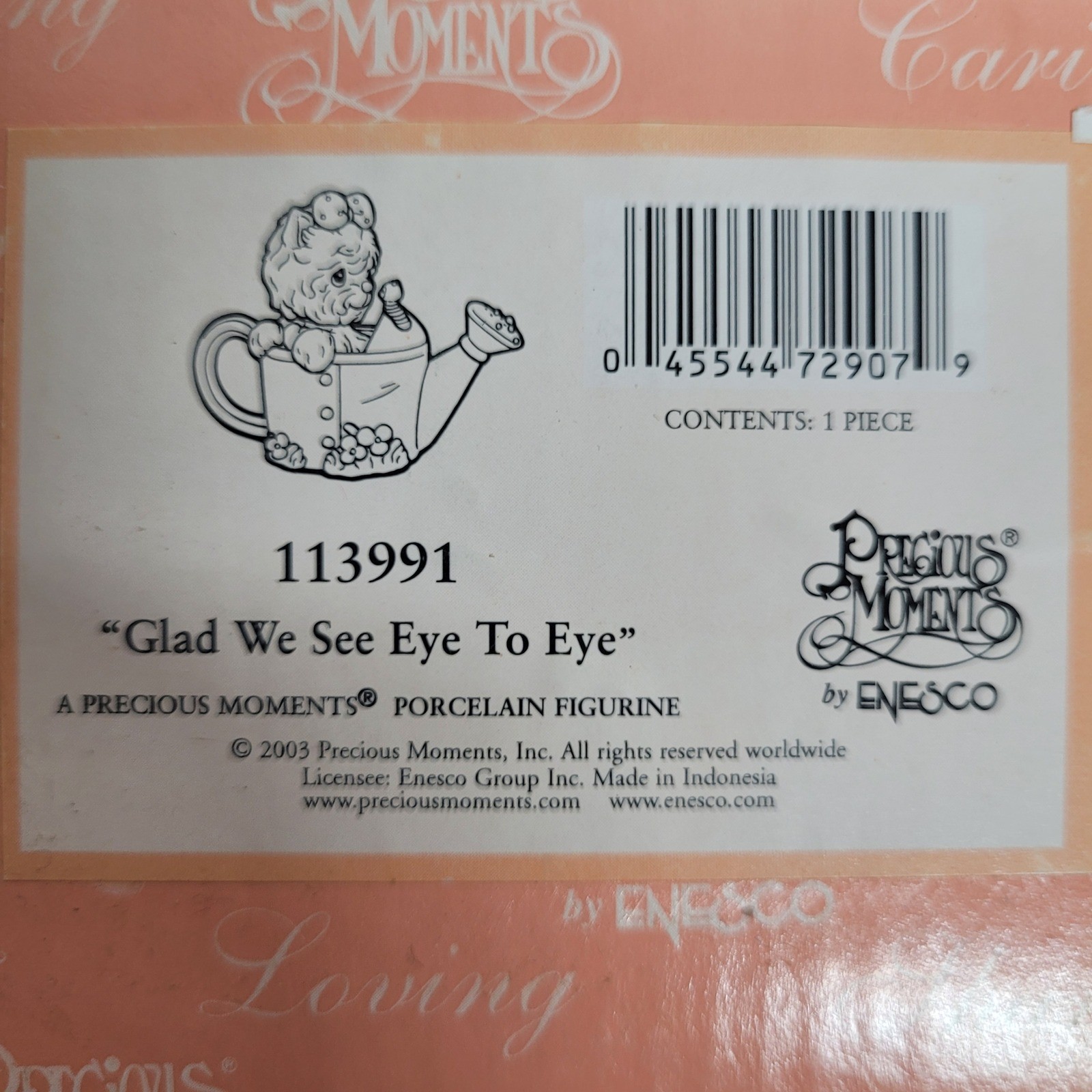 Precious Moments Glad We See Eye To Eye Puppy Bee Figurine 113991 2003