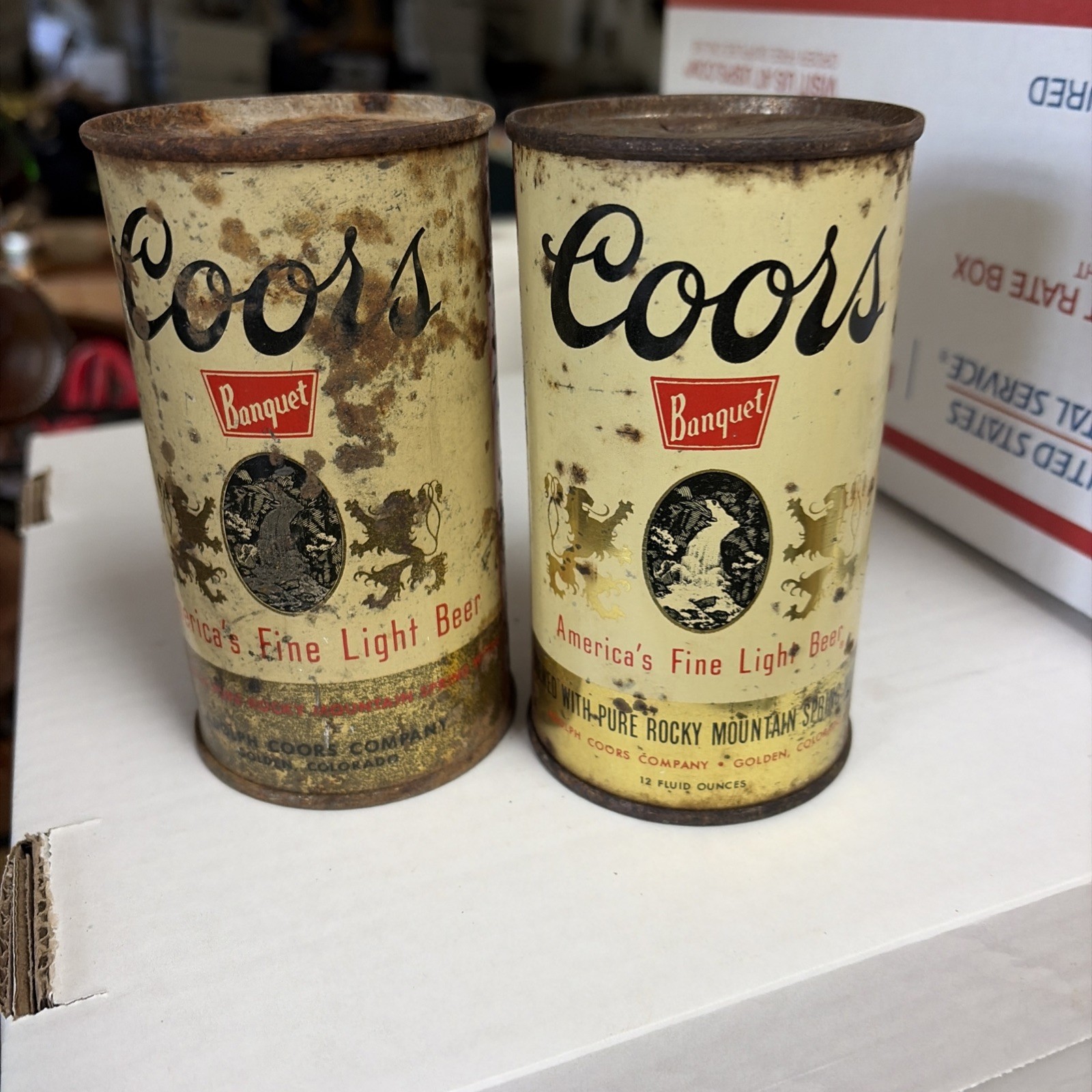2) different Vintage Coors Beer Flat Top Beer Cans 