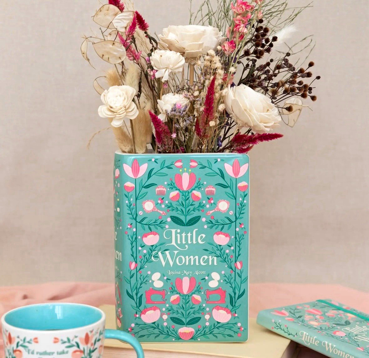 Steel Mill & Co Large Little Women Book Vase Ceramic Decor Louisa May Alcott