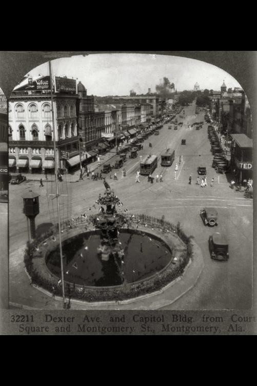 Montgomery Alabama Dexter Ave Capitol Bldg Court Square 1929 Street Scene