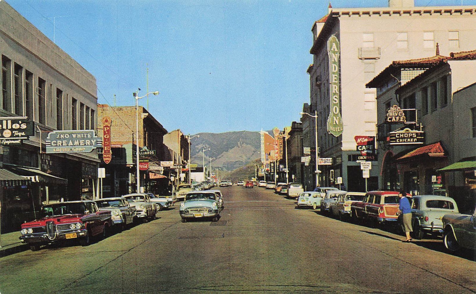 Monterey Main Street in downtown San Luis Obispo California Vtg Postcard I59