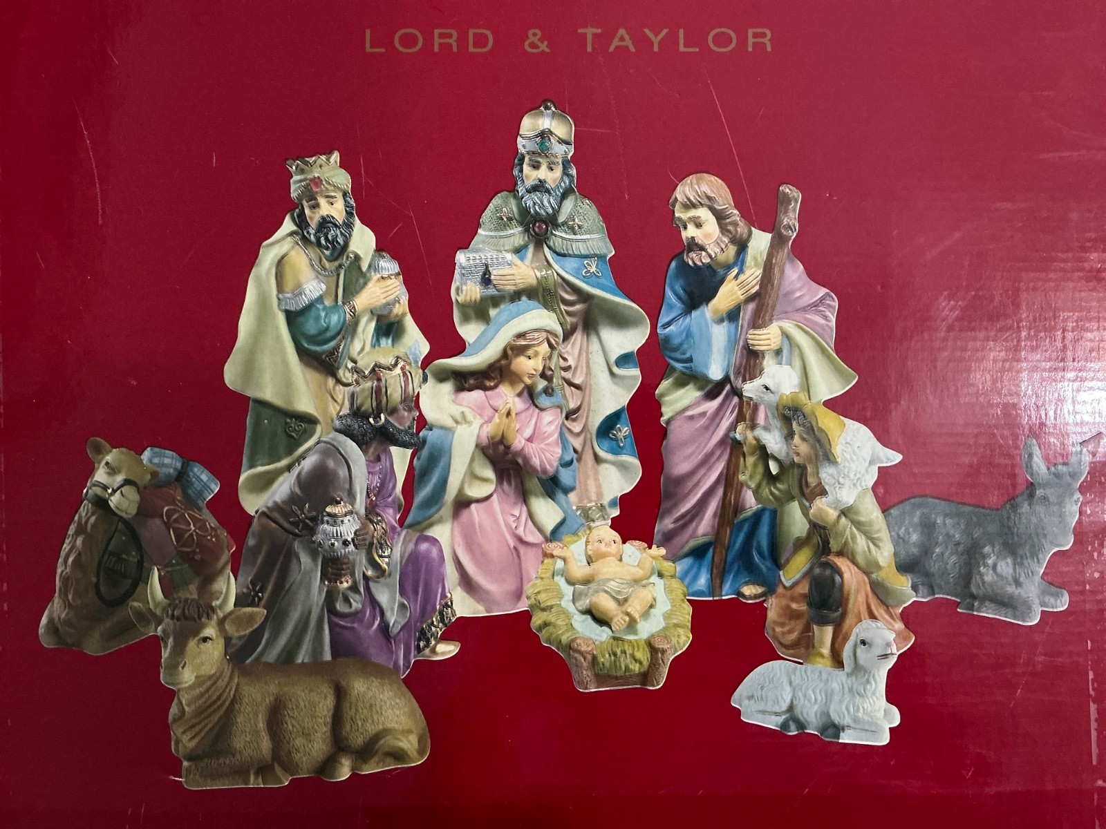 Vintage 1999 Lord & Taylor Porcelain 12 Piece Nativity Set Open Box With Box