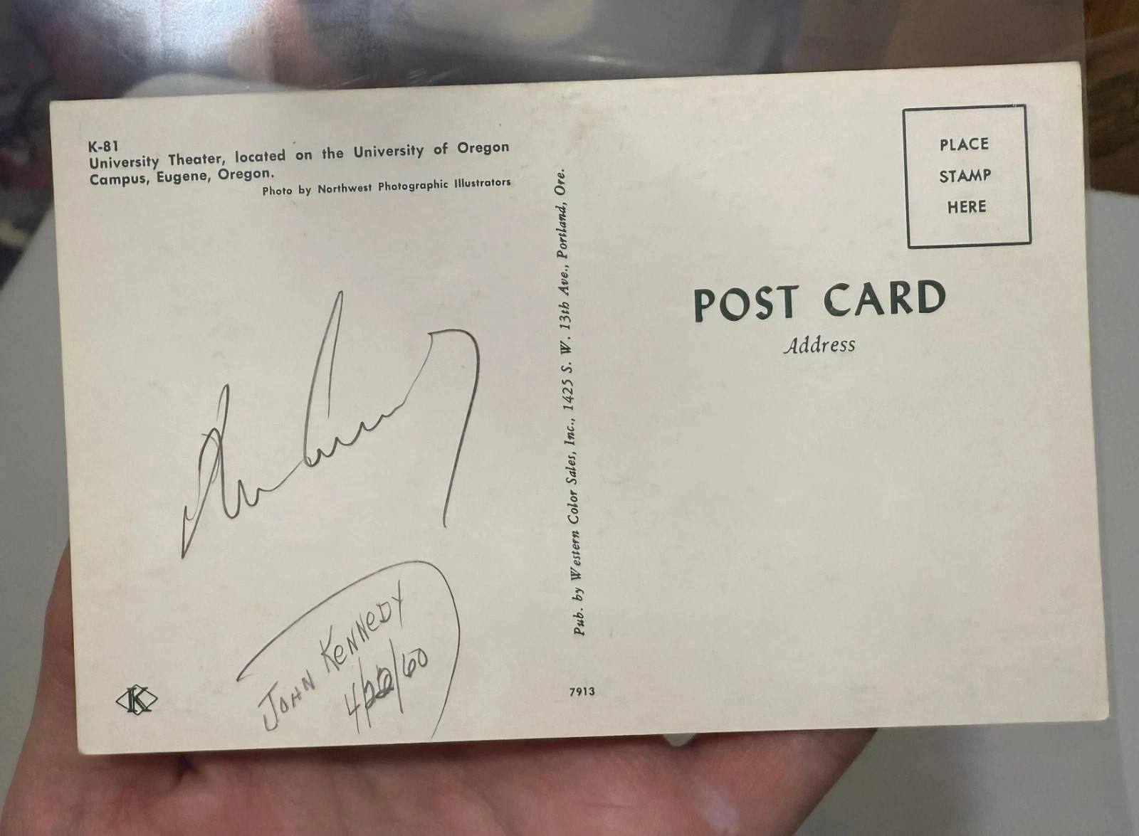 1960 President John F. Kennedy JFK Signed Autographed Postcard