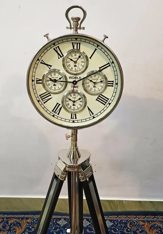 World time clock with tripod stand clock with stand standing big clock roman no.