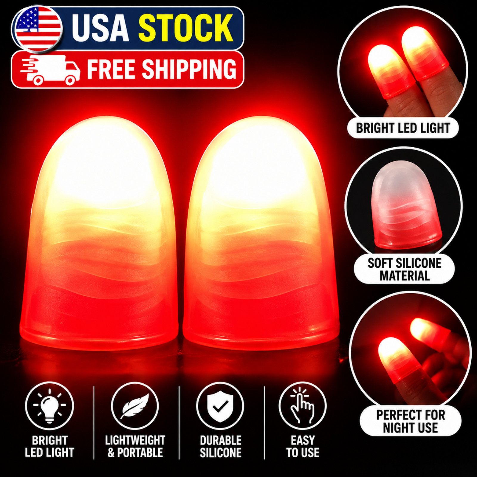 Magic Trick Thumb Tips Light-up Finger Glow Tricks Magicians Illusion