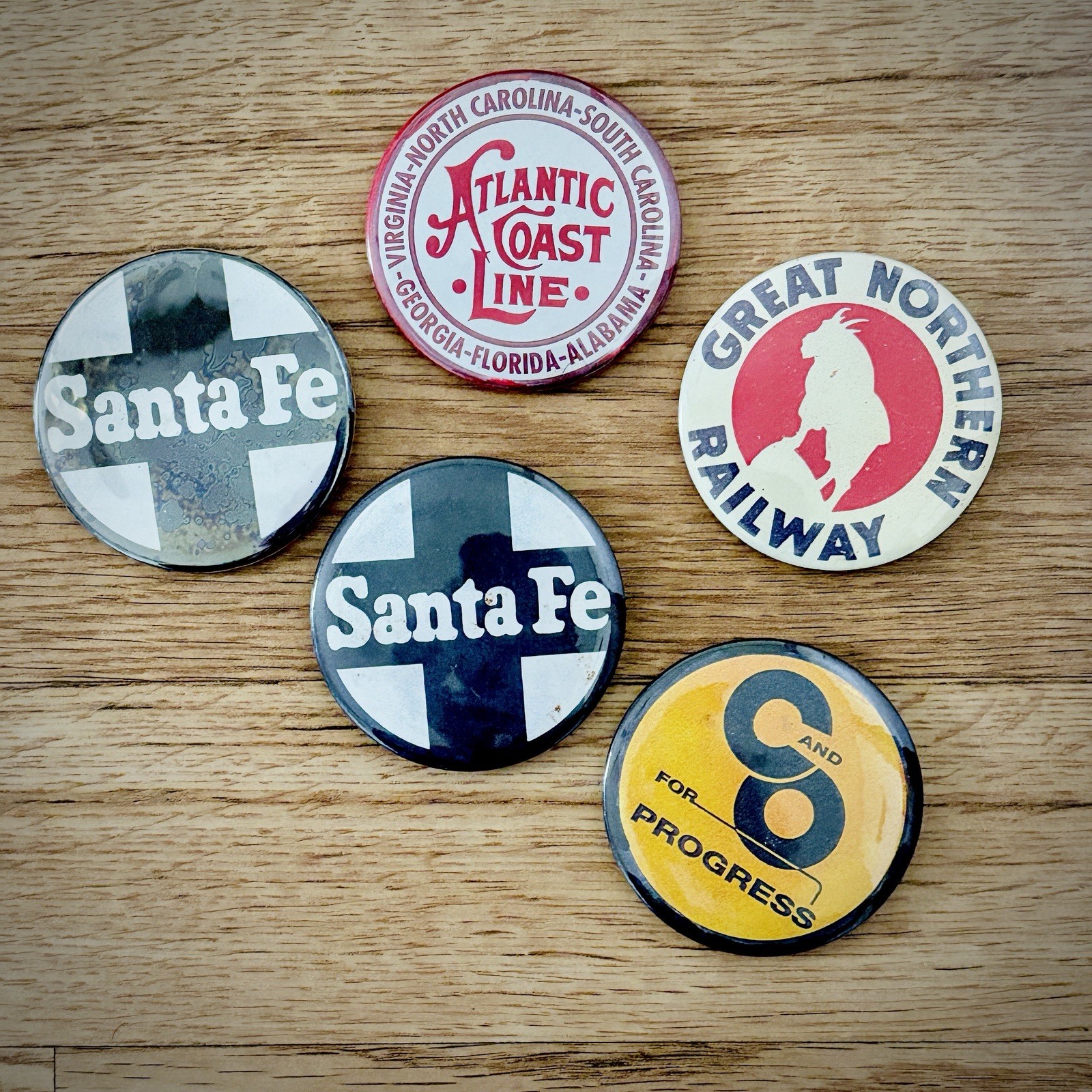 Vintage Railroad Pinback Button Lot Santa Fe Great Northern C&O Atlantic Coast