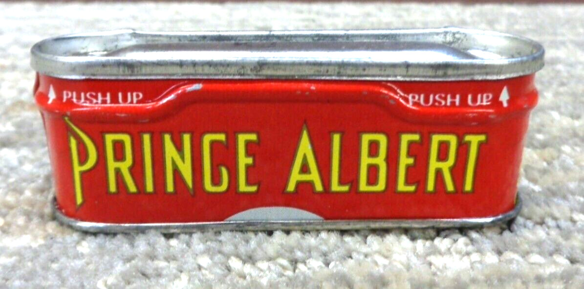 VINTAGE PRINCE ALBERT VERTICAL POCKET TOBACCO TIN - LITHO - MATCH SAFE / STASH