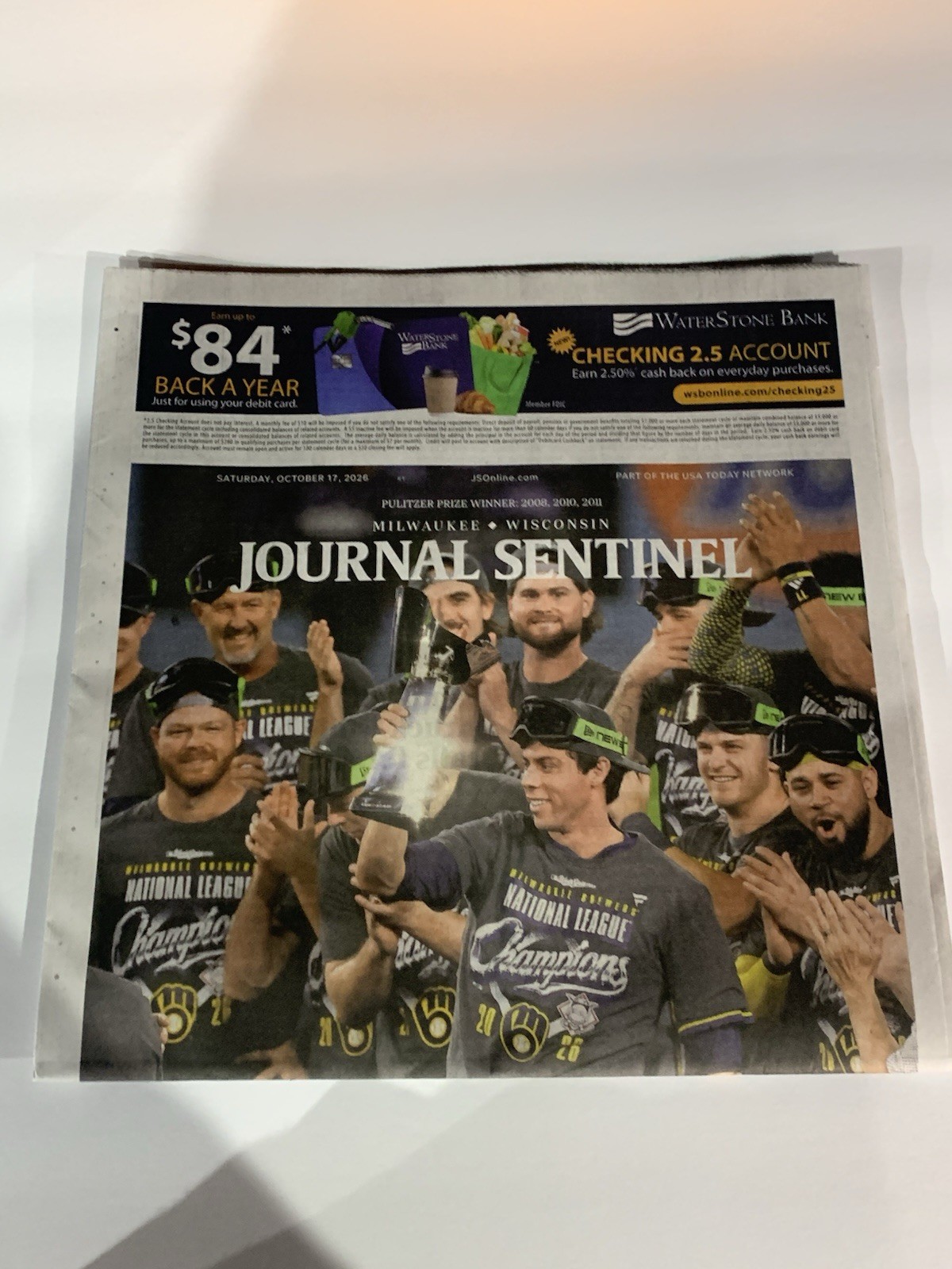 2026 Milwaukee Brewers NL Champions World Series Newspaper