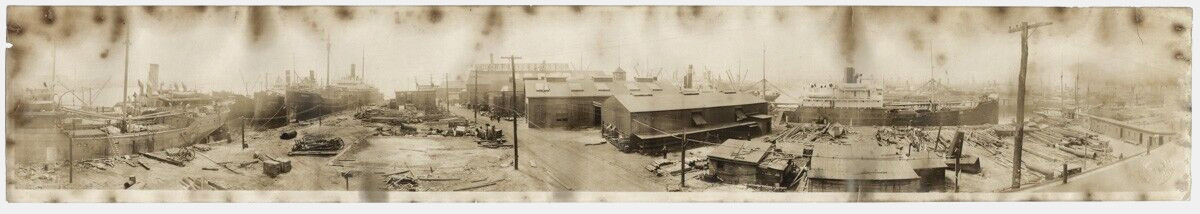 c.1910's PHOTO USA PANORAMA PHOTO CRANE'S SHIPYARD ERIE BASIN BROOKLYN NY 48