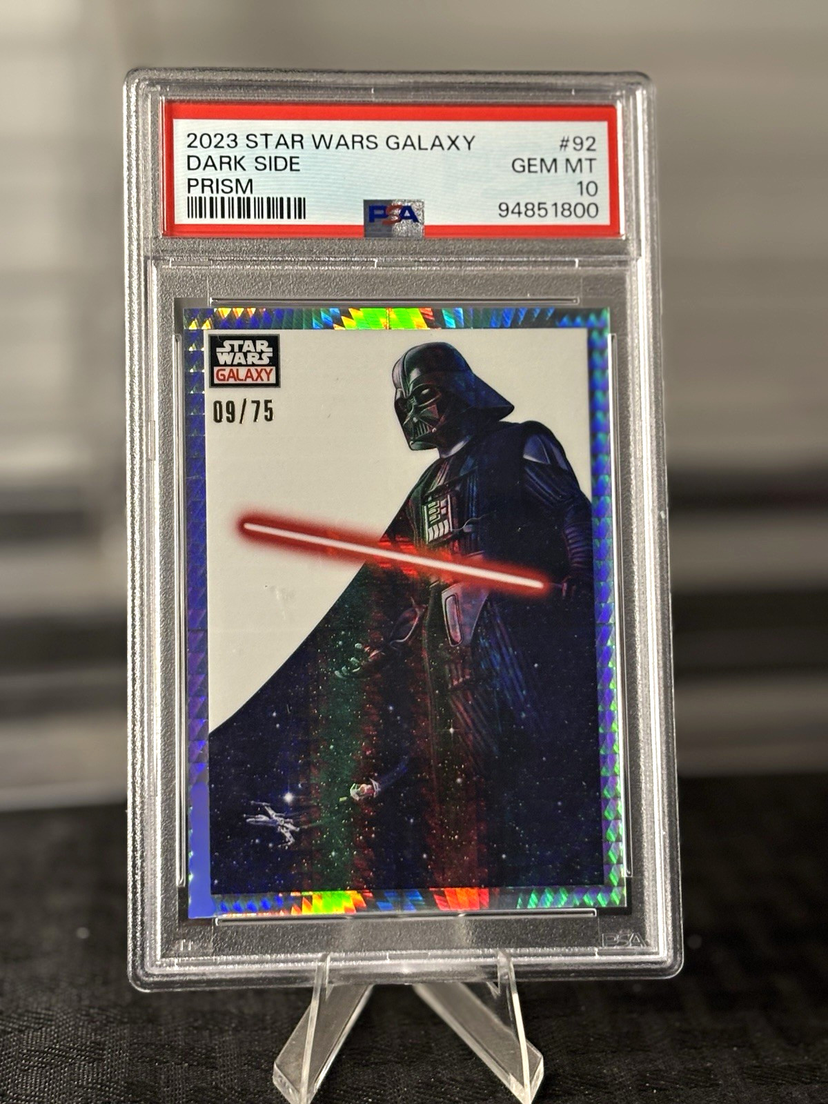 Topps 2023 Star Wars Galaxy Prism Dark Side #92 Darth Vader PSA 10 09/75