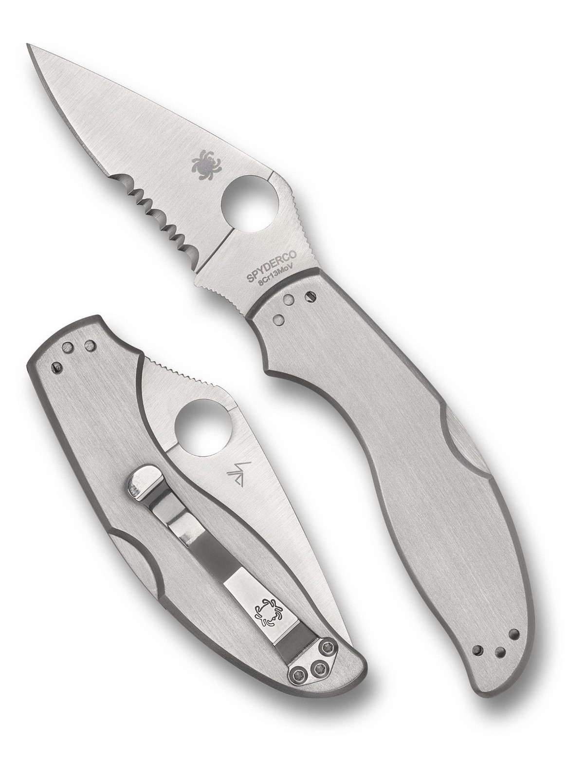Spyderco UpTern Folding Knife C261PS Combo Edge Blade Stainless Steel Handle