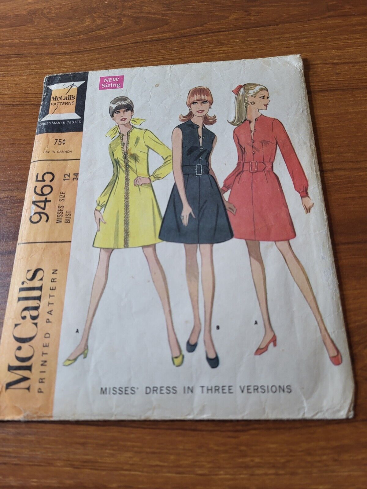 Vintage 1960s McCalls 9465 Mod Dress  Sewing Pattern SZ 12 Bust 34 Complete 