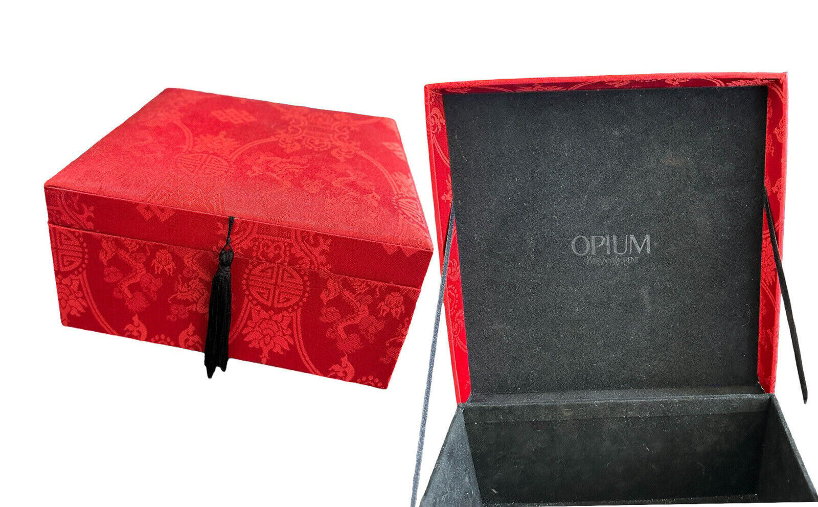 YSL Yves Saint Laurent Opium Perfume Display Box Padded Silk? Velour 8x8x4
