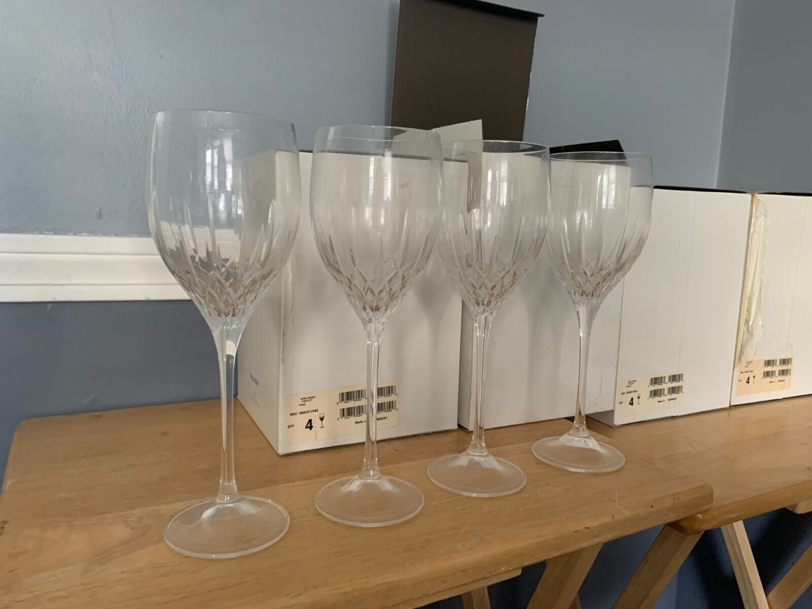 4 Wedgwood Vera Wang Crystal Fidelity Goblets (Still in original boxes)