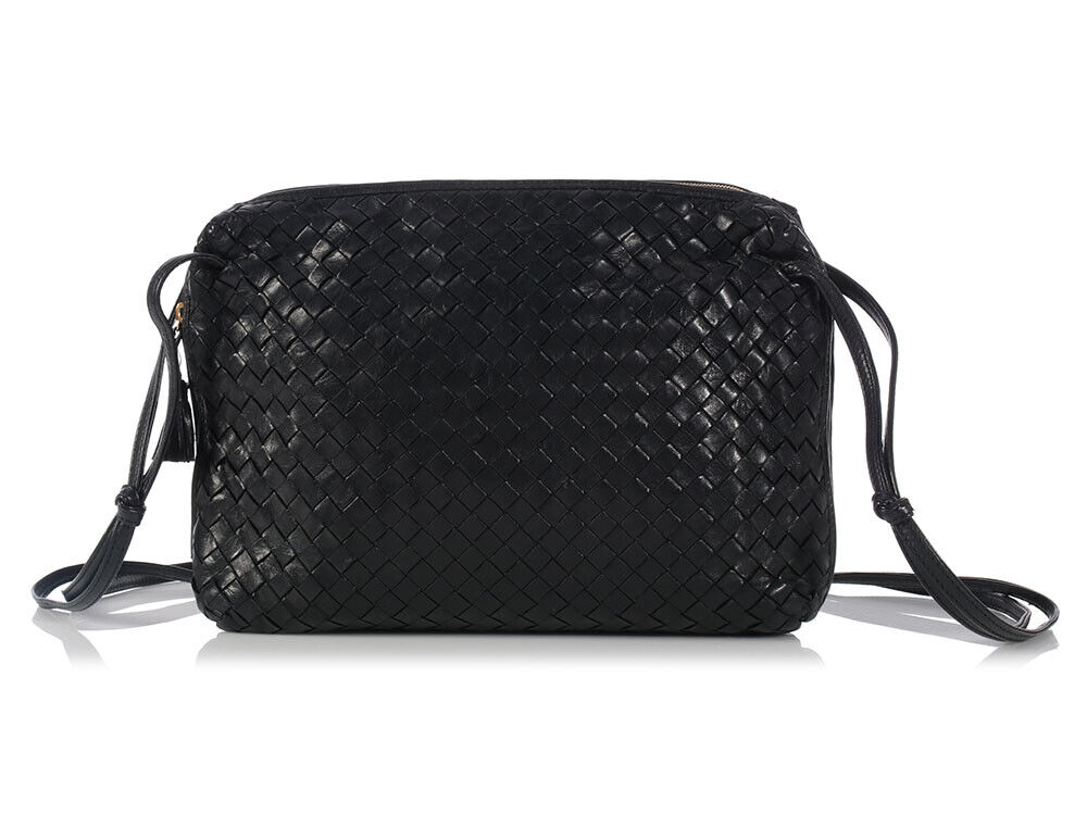 BOTTEGA VENETA Black Woven Leather Intrecciato Pillow Crossbody Bag Retail $1580