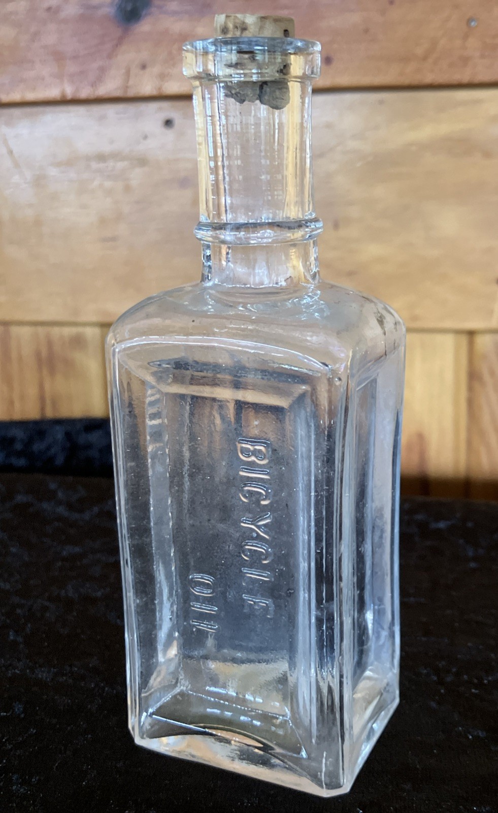 Antique Late 1800s Bicycle Oil Bottle Made In USA Rare Early BIM W/ Cork Stopper