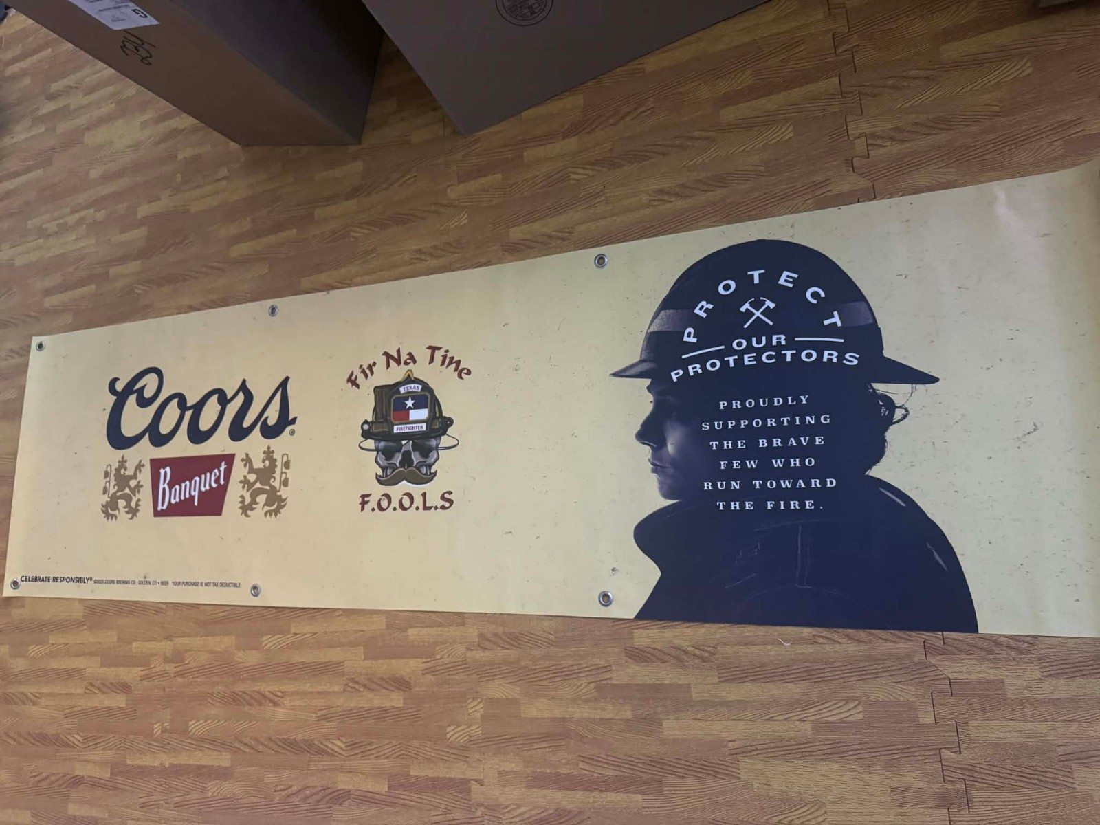 Coors Banquet Firefighter Banner 72x20 Fir Na Time FOOLS Fireman Mancavedecor