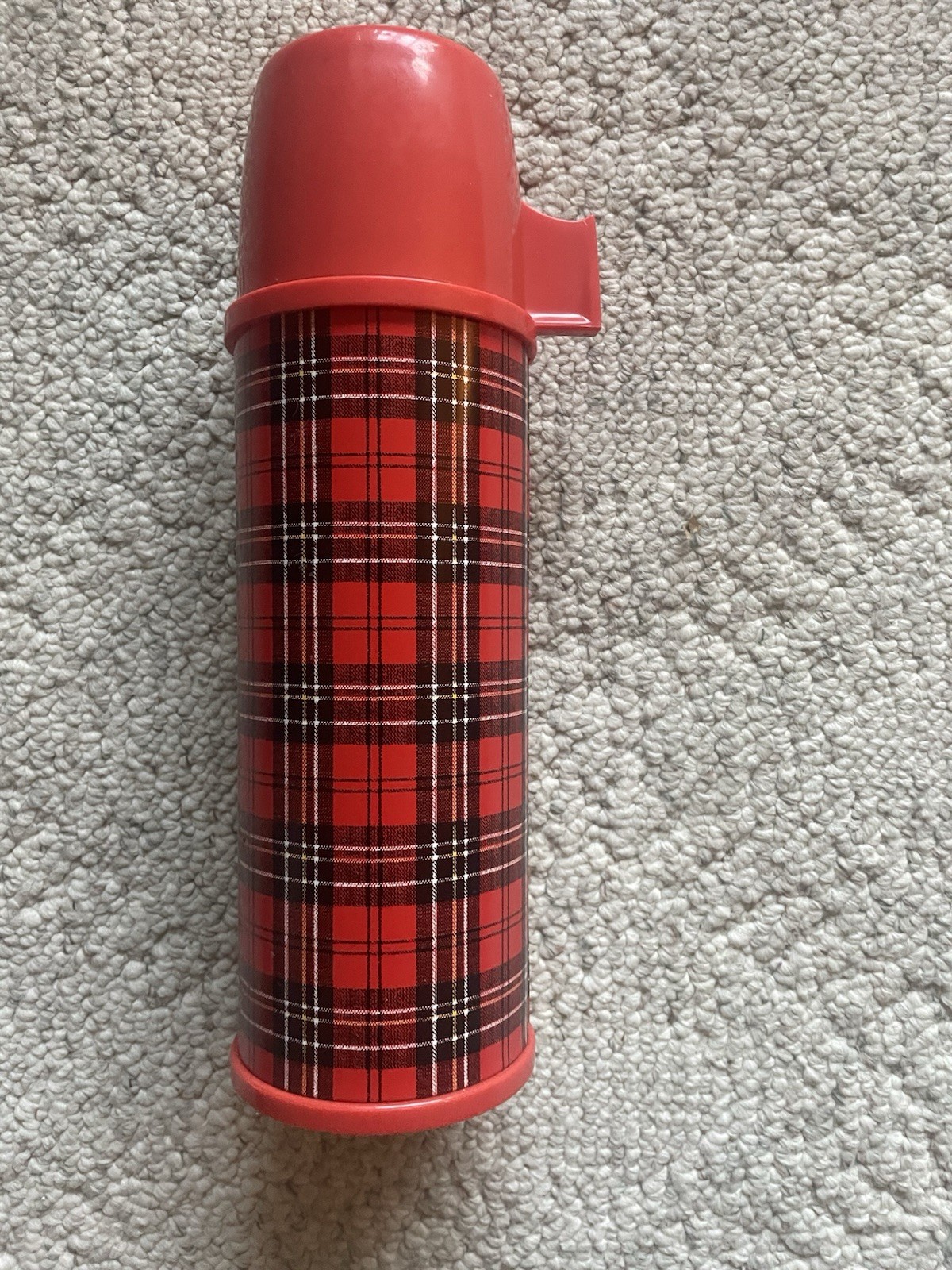 Aladdin Vintage Red Plaid Thermos 70\'s