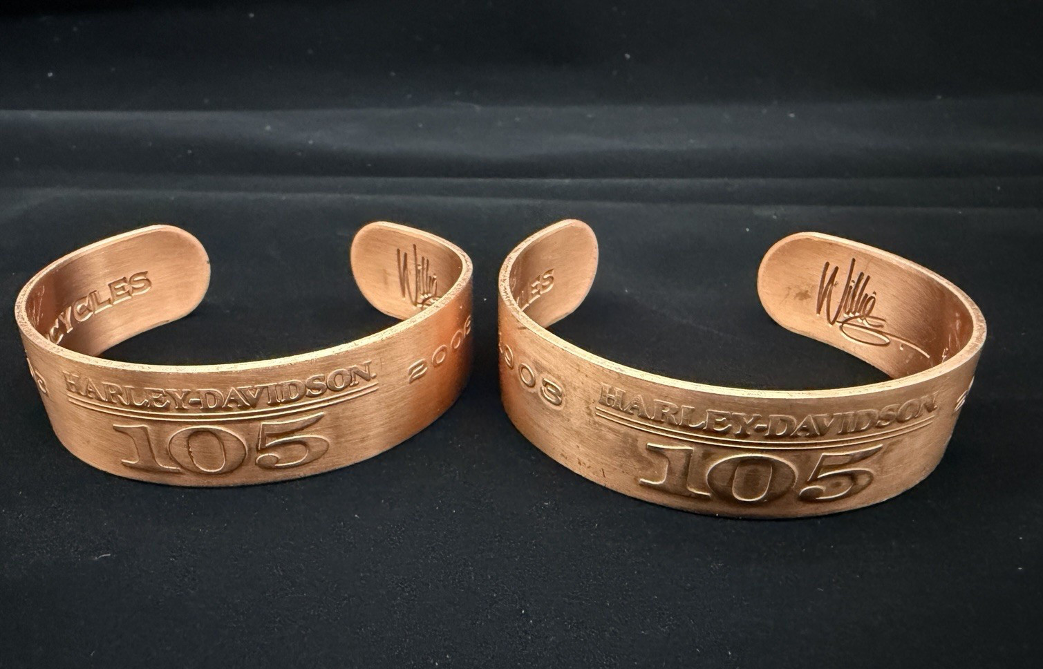 HARLEY DAVIDSON Willie G Signed Copper Cuff Bracelet 105th Anniversary Lot 2