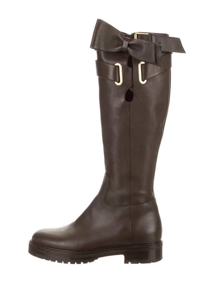 Valentino Leather Knee-High Boots Size 37 NWOT